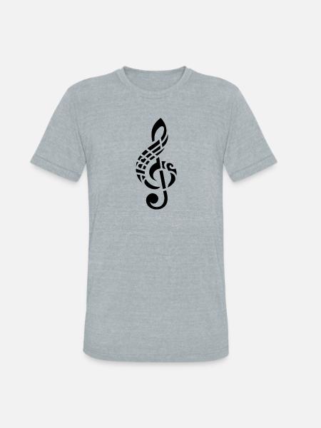 Elegant Tattoo Style Clef - Unisex Tri-Blend T-Shirt - heather grey