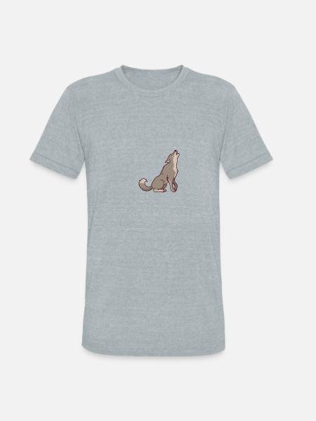 Wolf Howling Wolf - Unisex Tri-Blend T-Shirt - heather grey