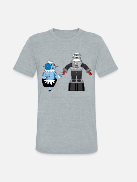 Rosie and Lost in Space Robot - Unisex Tri-Blend T-Shirt - heather grey