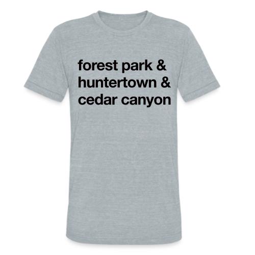 1 Church 3 Locations Black - Unisex Tri-Blend T-Shirt