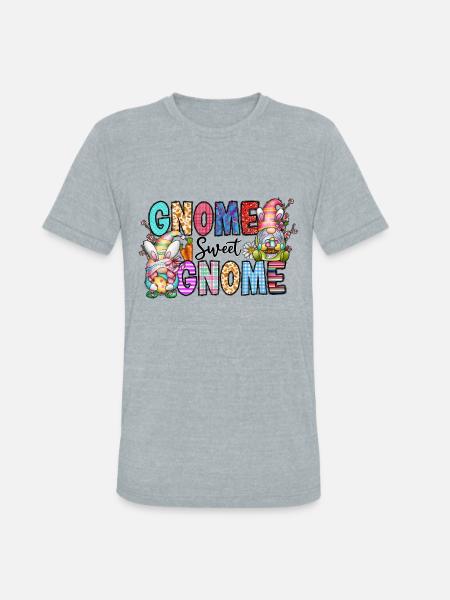 Gnome Sweet Gnome - Unisex Tri-Blend T-Shirt - heather grey