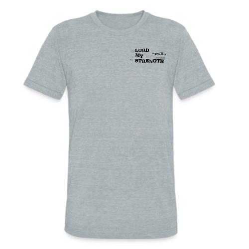 Psalm 28:7 - The Lord is My strength Eng/Hebrew - Unisex Tri-Blend T-Shirt