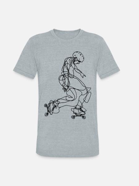 Roller Skater Drawing - Unisex Tri-Blend T-Shirt - heather grey