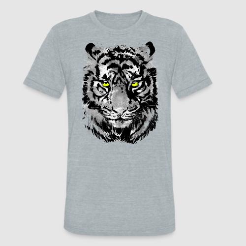 Gray Tiger Head Drawing - Black and white Tiger - Unisex Tri-Blend T-Shirt