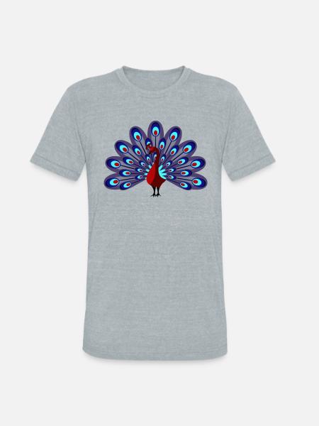 Peacock Burgundy - Unisex Tri-Blend T-Shirt - heather grey