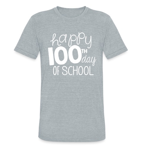 Happy 100th Day of School Chalk Teacher T-Shirt - Unisex Tri-Blend T-Shirt