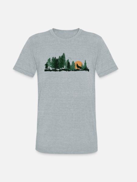 Wildlife Wolf Howling - Unisex Tri-Blend T-Shirt - heather grey