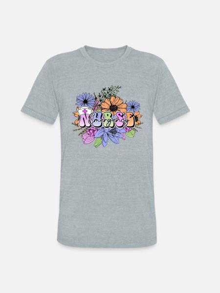 Emergency Nurse flowers - Unisex Tri-Blend T-Shirt - heather grey
