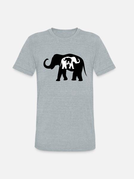 Black And White Elephants - Unisex Tri-Blend T-Shirt - heather grey