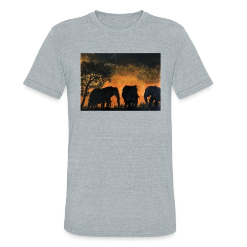 Elephants at sunset - Unisex Tri-Blend T-Shirt