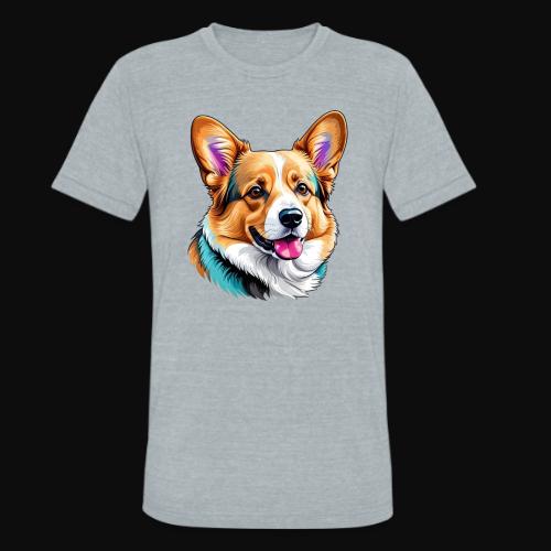 Corgi With a splash of blue - Unisex Tri-Blend T-Shirt