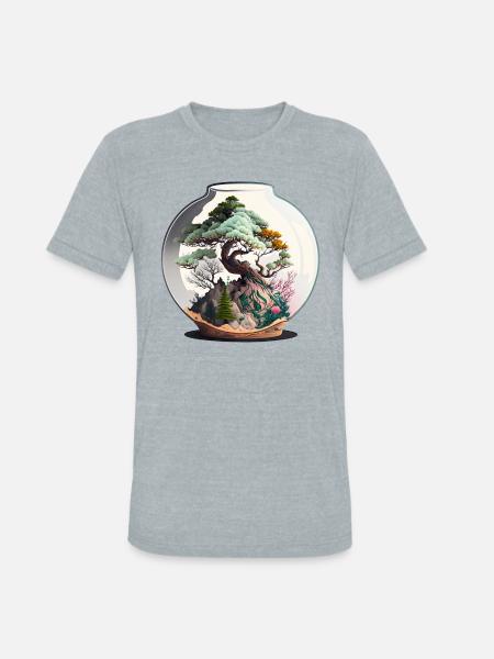 Bonsai Tree Terrarium - Unisex Tri-Blend T-Shirt - heather grey