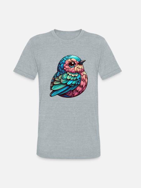 Vibrant Feathered Serenity - Unisex Tri-Blend T-Shirt - heather grey