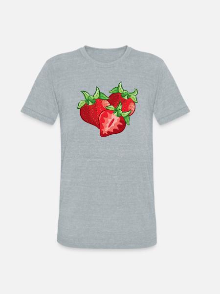 Strawberry Slice - Unisex Tri-Blend T-Shirt - heather grey