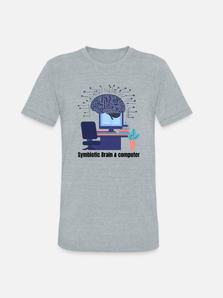 Brain and computer - Unisex Tri-Blend T-Shirt - heather grey