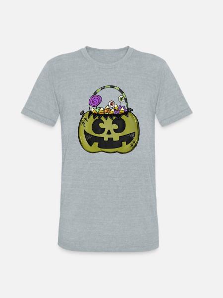 Halloween Bucket - Unisex Tri-Blend T-Shirt - heather grey