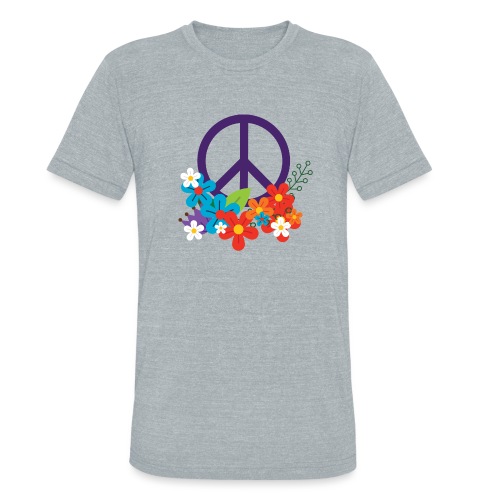 Hippie Peace Design With Flowers - Unisex Tri-Blend T-Shirt