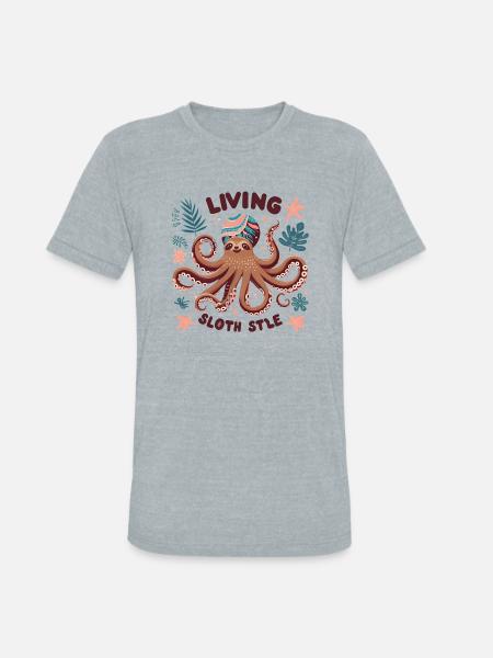 A funny sloth octopus - Unisex Tri-Blend T-Shirt - heather grey