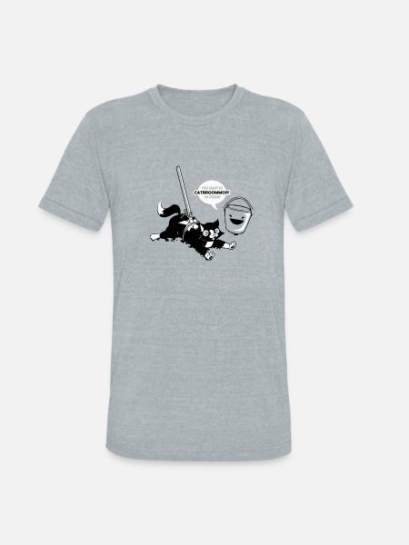 Cat Broom Mop - Unisex Tri-Blend T-Shirt - heather grey