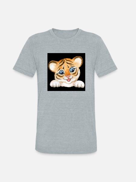 Beautiful baby tiger - Unisex Tri-Blend T-Shirt - heather grey