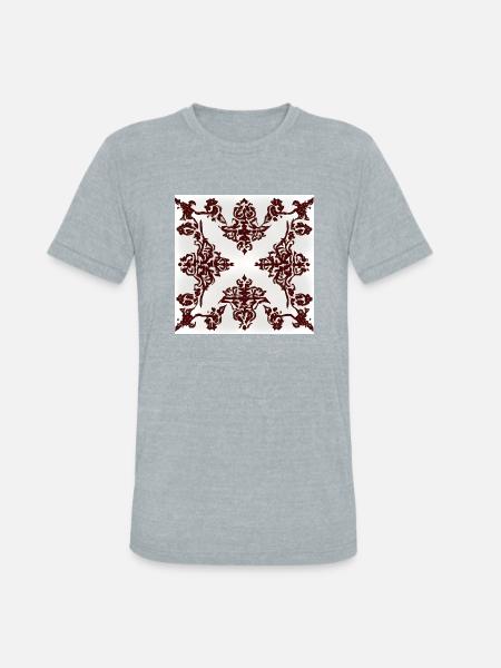 Burgundy ornament - Unisex Tri-Blend T-Shirt - heather grey