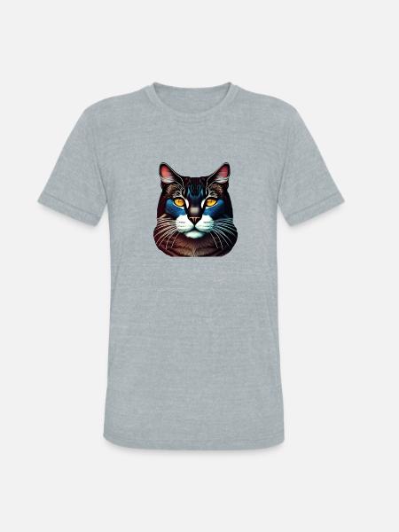 Blue cat - Unisex Tri-Blend T-Shirt - heather grey