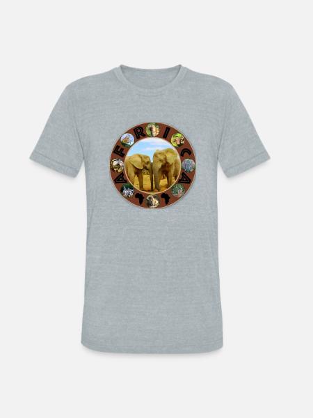 Blue Sky Elephants Africa Circle - Unisex Tri-Blend T-Shirt - heather grey