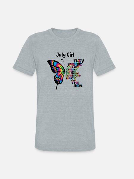 July Butterfly - Unisex Tri-Blend T-Shirt - heather grey
