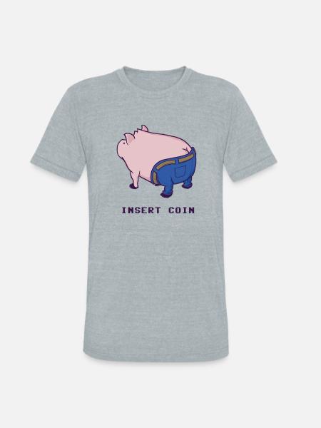 Insert Coin - Unisex Tri-Blend T-Shirt - heather grey