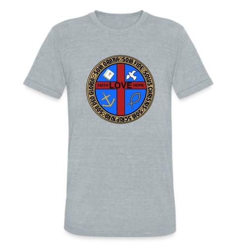 Five Solas Faith Hope Love Shirt–Christian Symbols - Unisex Tri-Blend T-Shirt