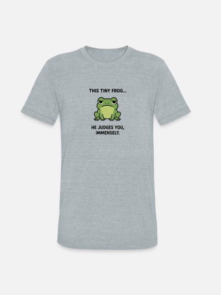 Frog Judges You, Immensely. - Unisex Tri-Blend T-Shirt - heather grey