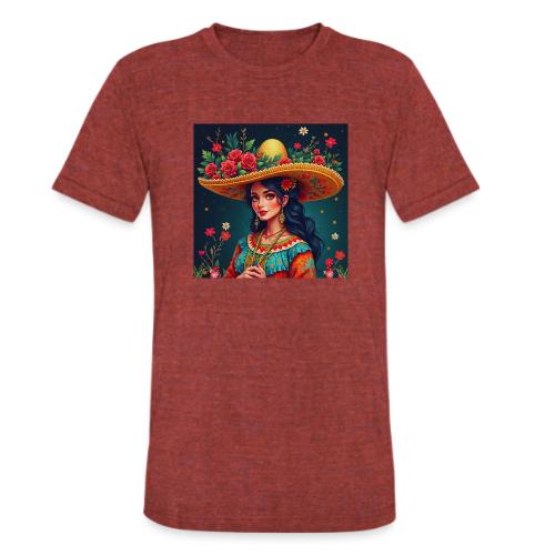 Mexican Design, Regional Mexican Charro Woman - Unisex Tri-Blend T-Shirt