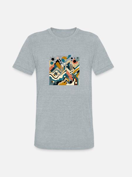 Dynamic Abstract Mountains T-Shirt - Unisex Tri-Blend T-Shirt - heather grey