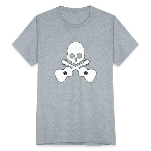 Skull & Cross Uke - White - Unisex Tri-Blend T-Shirt