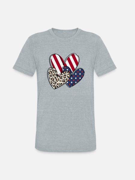 4th of july Heart - Unisex Tri-Blend T-Shirt - heather grey