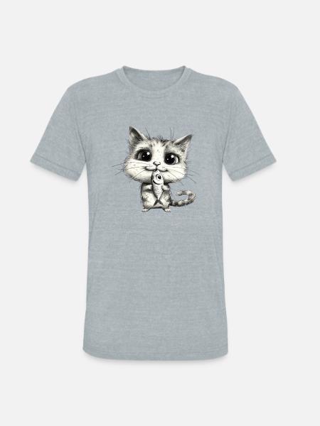 Funny Cat - Unisex Tri-Blend T-Shirt - heather grey