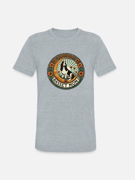 Basset Mom - Unisex Tri-Blend T-Shirt - heather grey