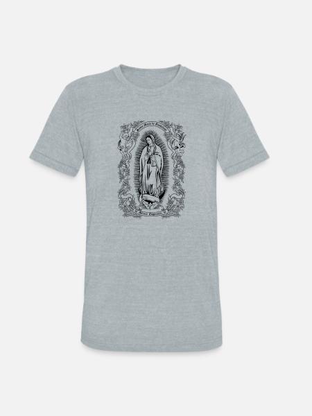 Notre-Dame de Guadalupe Vierge Marie Christian Gift - T-shirt triple mélange pour hommes - gris chiné
