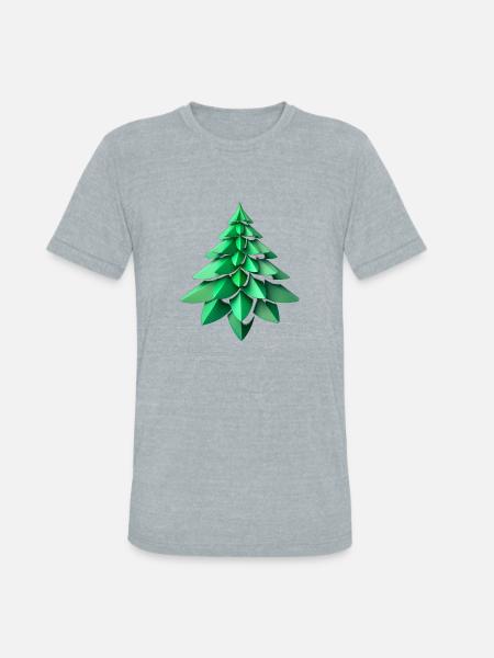 fractal green tree6 - Unisex Tri-Blend T-Shirt - heather grey