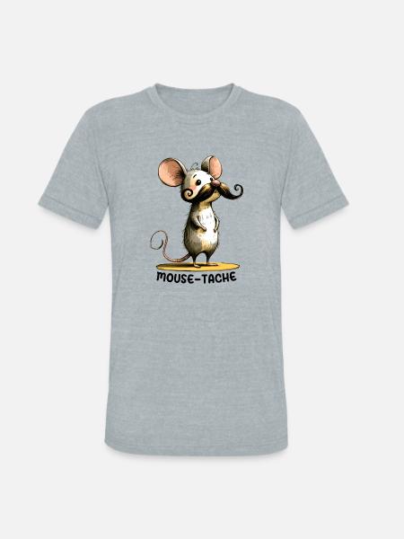 Funny Mouse Mouse-Tache - Unisex Tri-Blend T-Shirt - heather grey
