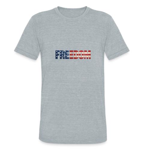 Freedom American Flag Distressed Patriotic Shirt - Unisex Tri-Blend T-Shirt