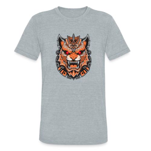 Tribal Demon Wolf Mask - Unisex Tri-Blend T-Shirt