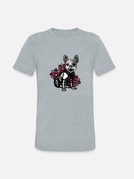 skull dog - Unisex Tri-Blend T-Shirt - heather grey