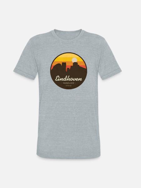 Eindhoven Sunset Retro Badge - Unisex Tri-Blend T-Shirt - heather grey