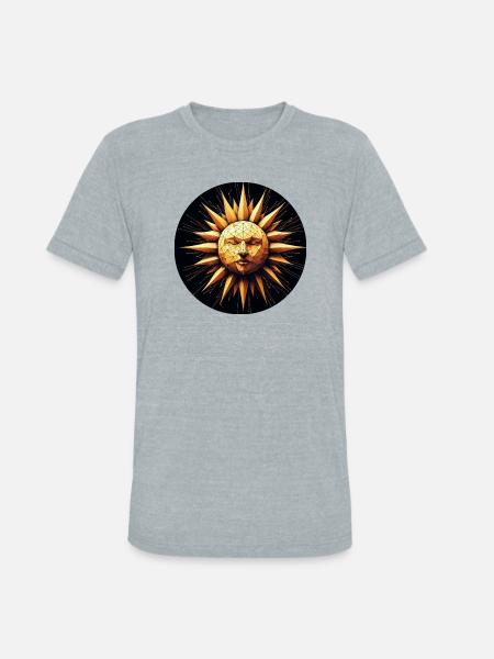 Golden Sun polygon art - Unisex Tri-Blend T-Shirt - heather grey