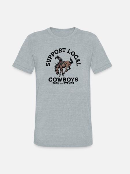Soutenez les cow-boys locaux - T-shirt triple mélange pour hommes - gris chiné