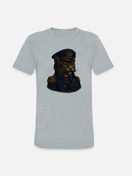 Admiral Whiskers: The Feline Commander - Unisex Tri-Blend T-Shirt - heather grey