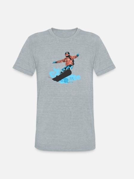 Snowboard Jump Neon Splash - Unisex Tri-Blend T-Shirt - heather grey
