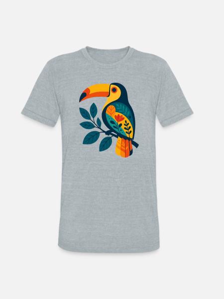 Bold Tropical Toucan Art - Unisex Tri-Blend T-Shirt - heather grey
