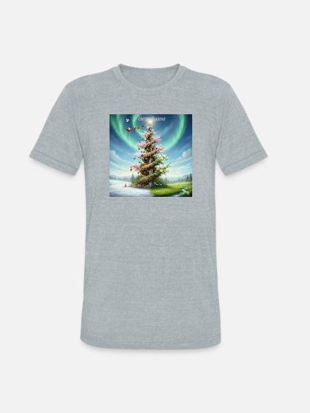 United Seasons Christmas Spiral Tree - Unisex Tri-Blend T-Shirt - heather grey